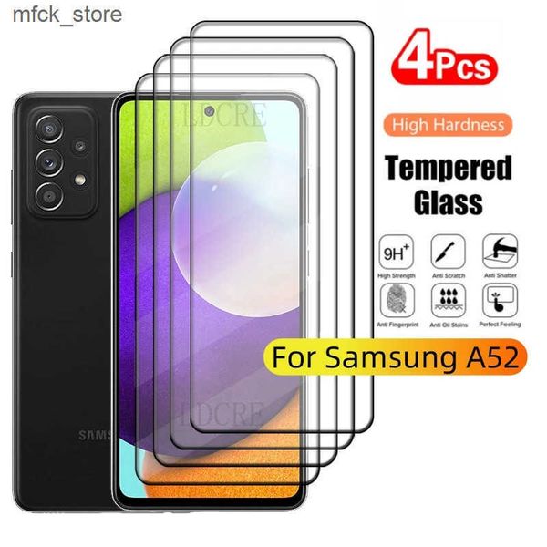 Cell Phone Protectors 4Pcs Galaxy Tempered Glass 9H Protective Full Cover Glue For Screen Protector A52 A 52 J241202