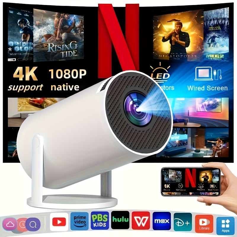 TEMU Portable Projector, With Wifi 6 Bt 5.0 Support 4k Smart Projector, Native Resolution 1080p Adjustable Screen, 80 Degree Rotation, High Quality