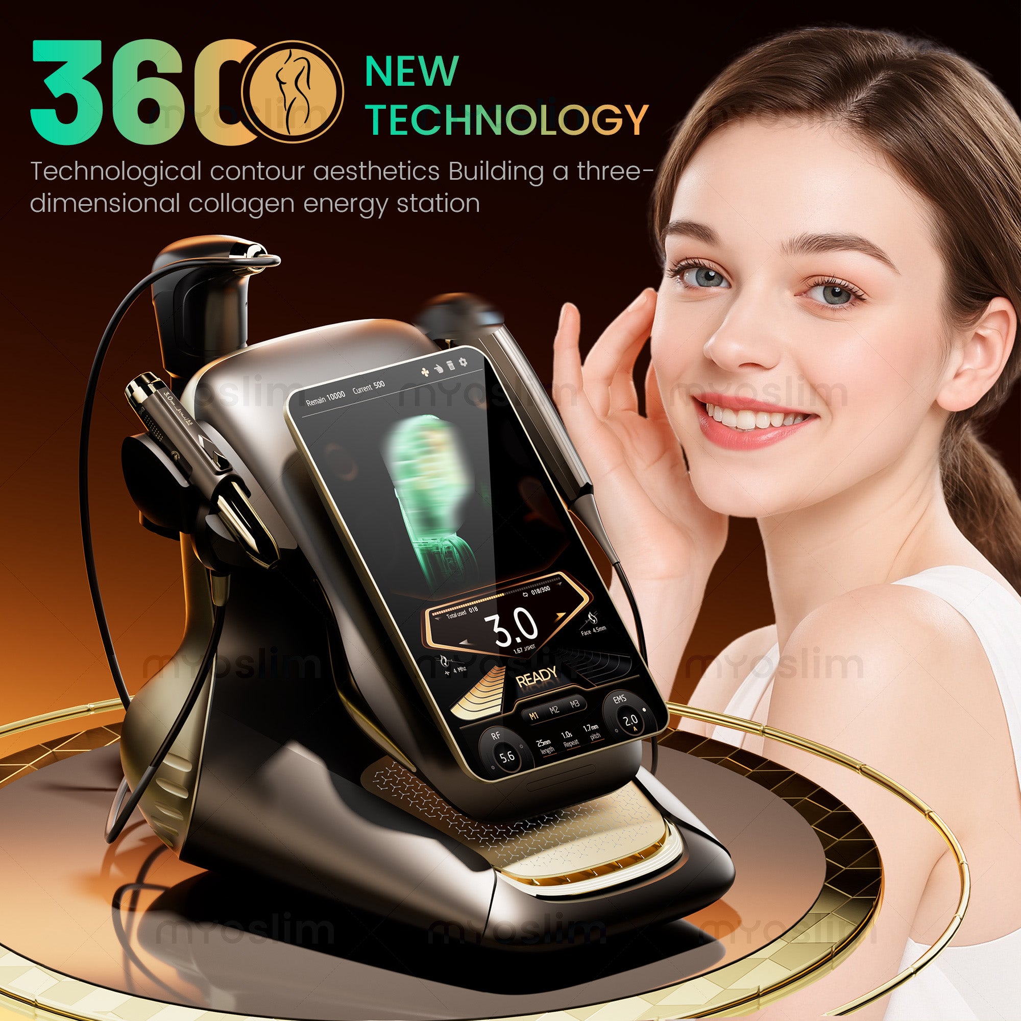 Professional 3 Handles 360 Max 25D Hifu Machine Face Lift Wrinkle Removal Body Slim 3 in 1 EMS RF Suitable for Beauty Salons