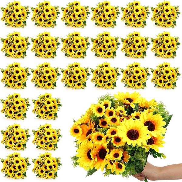 Artificial sunflowers with stems 165-inch simulated plastic bouquet vases decorate wedding outdoor garden for home decorLF2030908