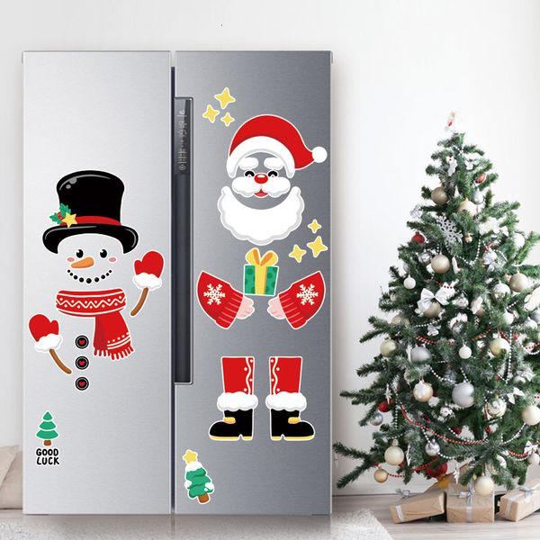 Christmas Decorations Large Fridge Magnet Refrigerator Magnetic Sticker Snowman Santa Claus Decoration Message Board 221129