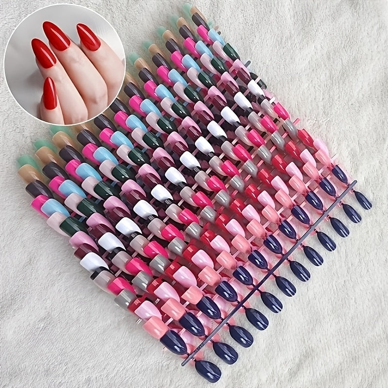 TEMU A Set Of 120 Mixed Shaped Fake Nails, Medium To Long Full Coverage Glossy Mixed Color Pressed Fake Nails, Reusable And Easy To Disassemble,