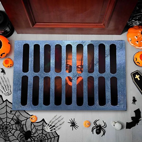 VIKAMA 1PC40 * 60 Halloween 3D Visual Clown Floor Mat Horror Movie Clown Area Carpet Indoor and Outdoor Welcome Door Home Decoration Y241021