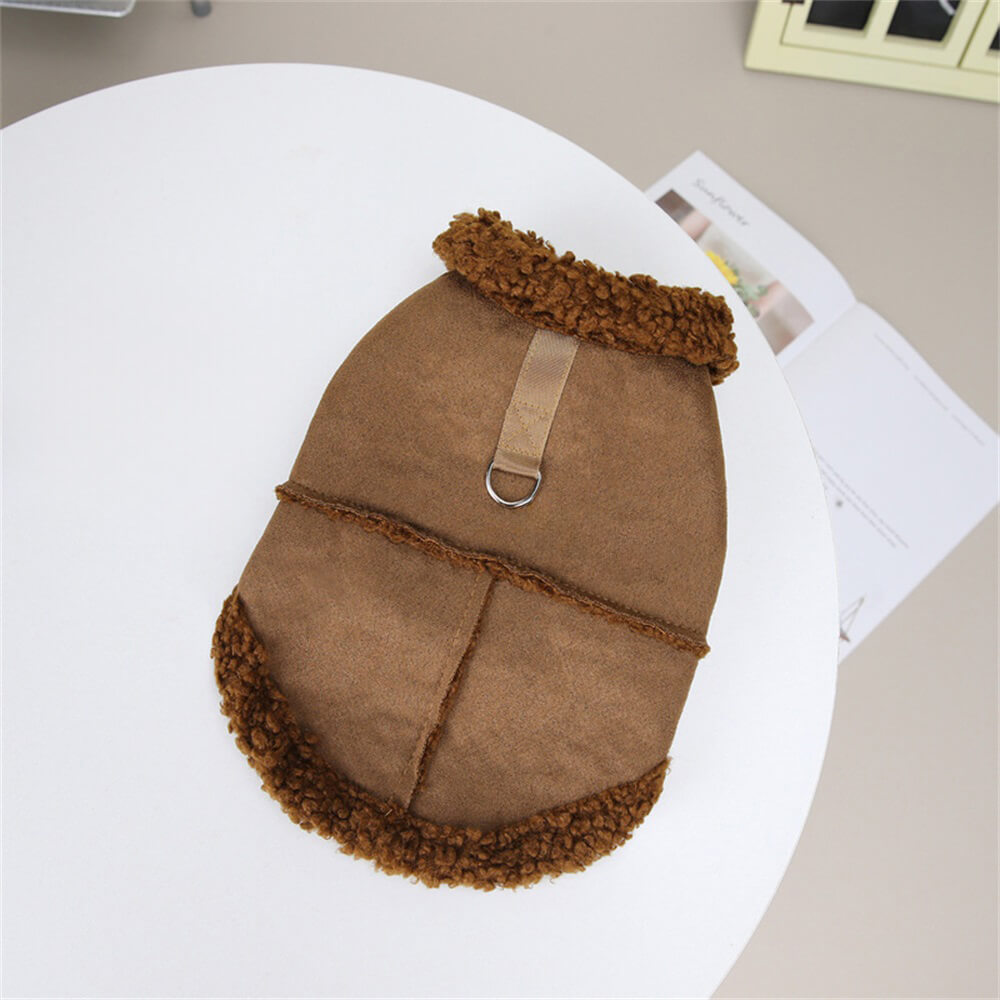 Shearling Dog Jacket – Warm and Stylish Winter Outerwear, Brown - XL