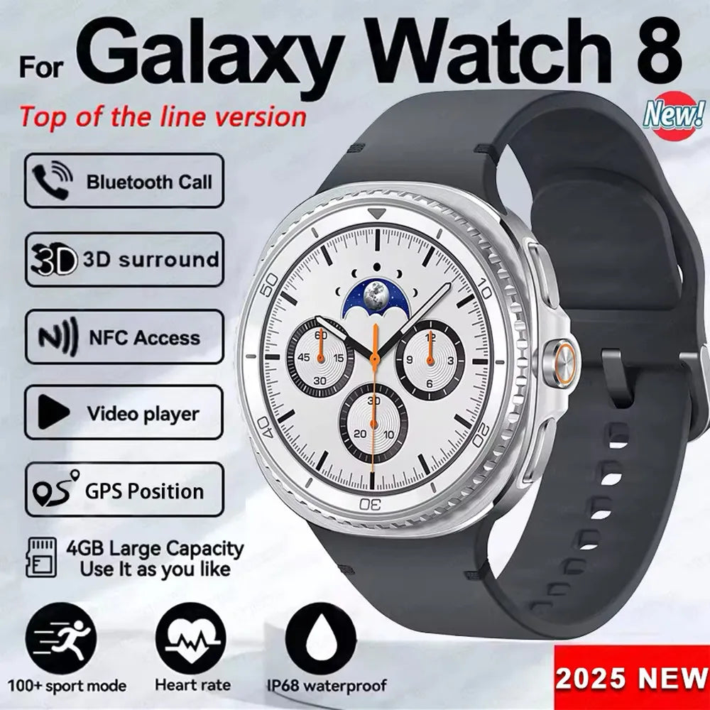 2025 Galaxy Watch 8 Ultra Smart Watch GPS Sports Track AMOLED Screen HD Bluetooth Call Fitness Tracker Heart Rate Smartwatch