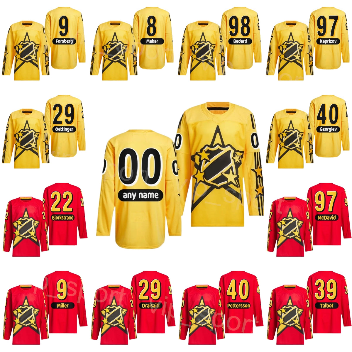 Hockey All-Star 2024 Jerseys 29 Jake Oettinger 29 Leon Draisaitl 97 Connor McDavid 39 Cam Talbot 97 Kirill Kaprizov 9 Filip Forsberg 48 Tomas Hertl