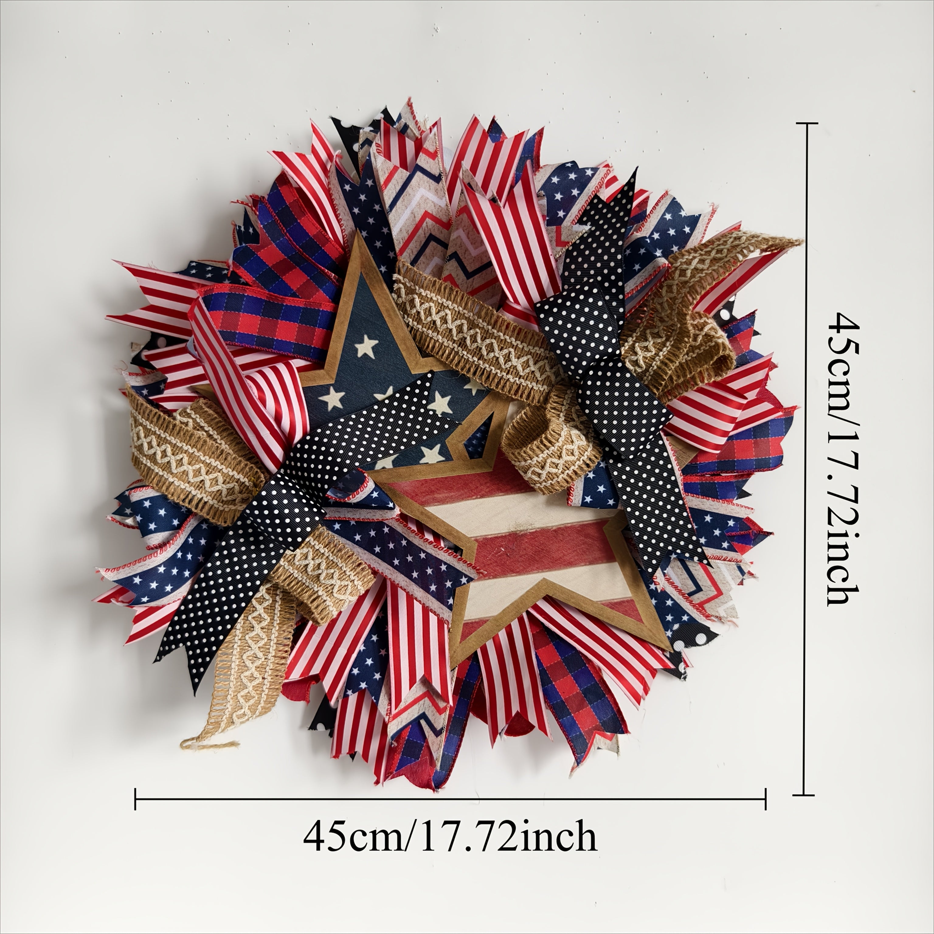 TEMU 1pc, Patriotic Wreath, Celebration July 4th Wreath Decoration, Wreath Flag Door Hanging Ornament Pendant, 17.71x17.71in