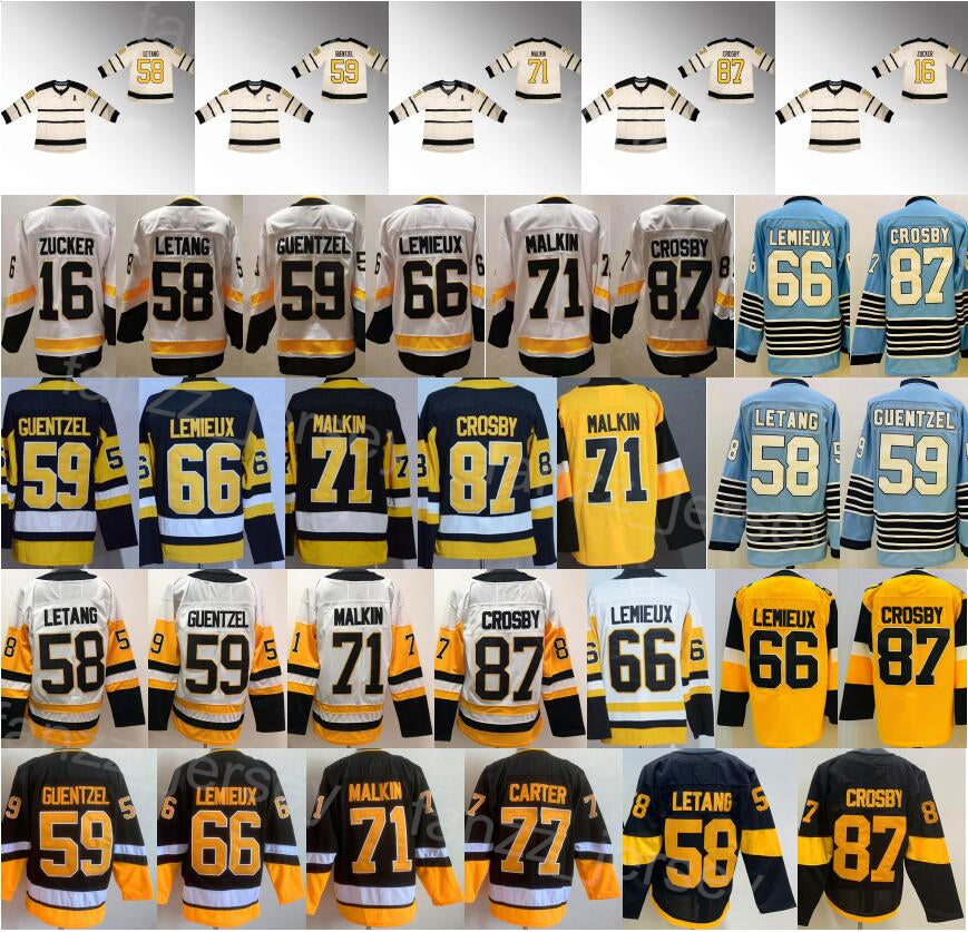 2023 Winter Classic Hockey 59 Jake Guentzel Jerseys 87 Sidney Crosby 58 Kris Letang 66 Lemieux 71 Evgeni Malkin 16 Jason Zucker Reverse Retro Classi