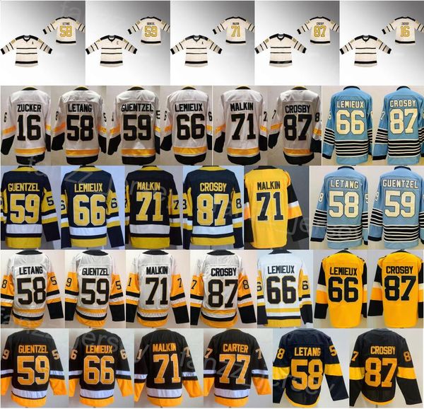 2023 Winter Classic Hockey 59 Jake Guentzel Jerseys 87 Sidney Crosby 58 Kris Letang 66 Lemieux 71 Evgeni Malkin 16 Jason Zucker Reverse Retr