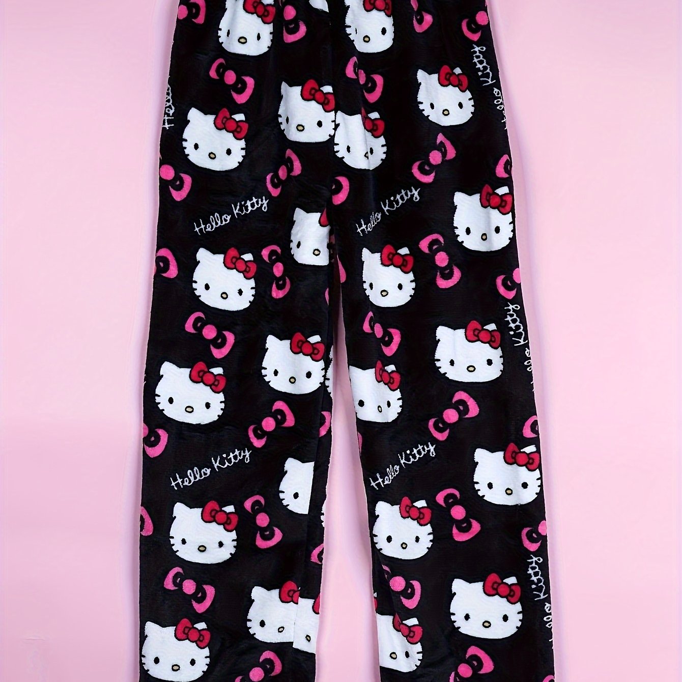 TEMU Authorized For Hello Kitty Flannel Pajama Pants For Women And - Soft, Warm, And Plush Sleepwear With Cute Design - Home Lounging