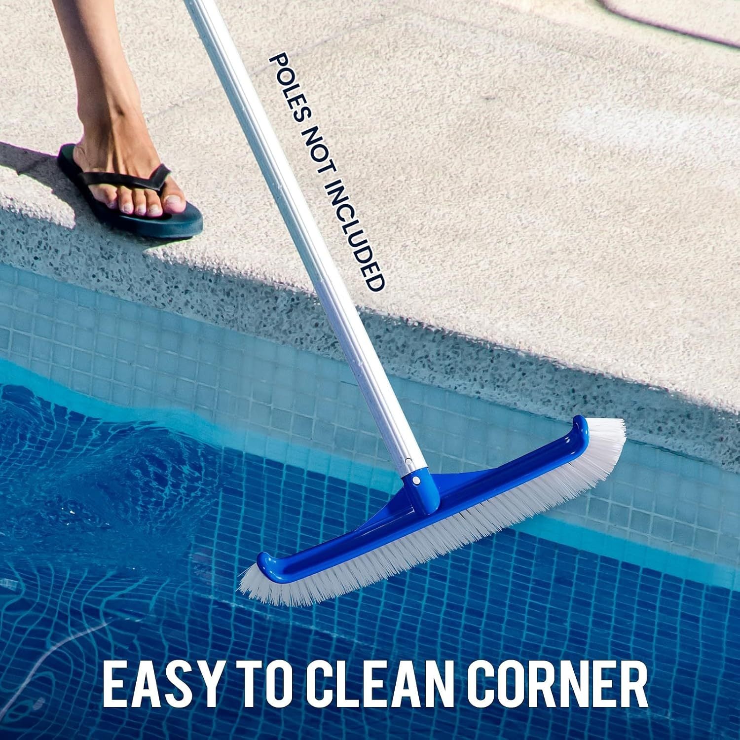 TEMU 1 Pcs 17.5'' Cleaning Brush - Strong Angled Bristles For Inground & Above Ground Pools, Ideal For Corners, Steps & Ladders