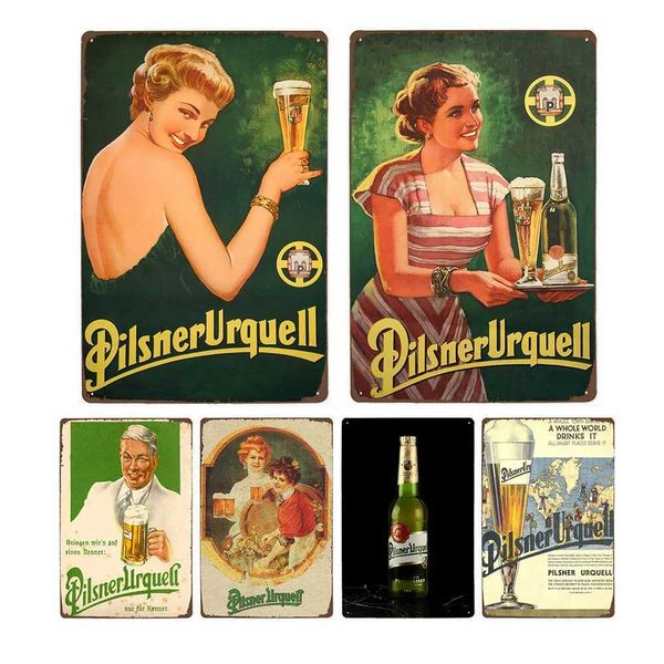 Pilsner Urquell Metal Wall Art Poster Belgium Beer Sign Vintage Bar Man Cave Club Tin Painting Decor Plaque Decoration 20x30cm Z250118