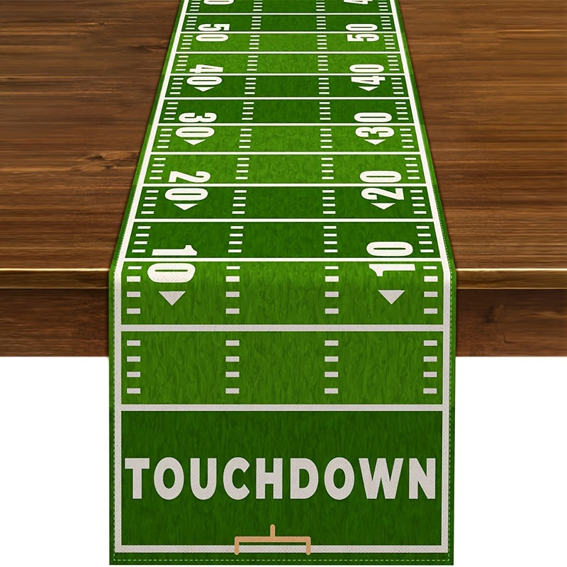 TEMU Eddert American Football Field Table Runner With Yard Lines & -yard Markers - % Polyester Rectangular Sports Theme Decor For Game Day Parties,