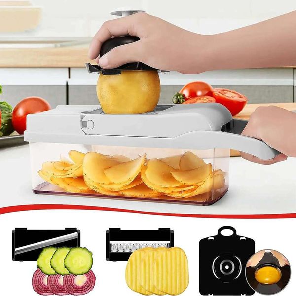 Multifunctional 12 Vegetable 1 in Food Chopper Potato Slicer Carrot Grater Onion Shredder Salad Cutter Kitchen Gadgets