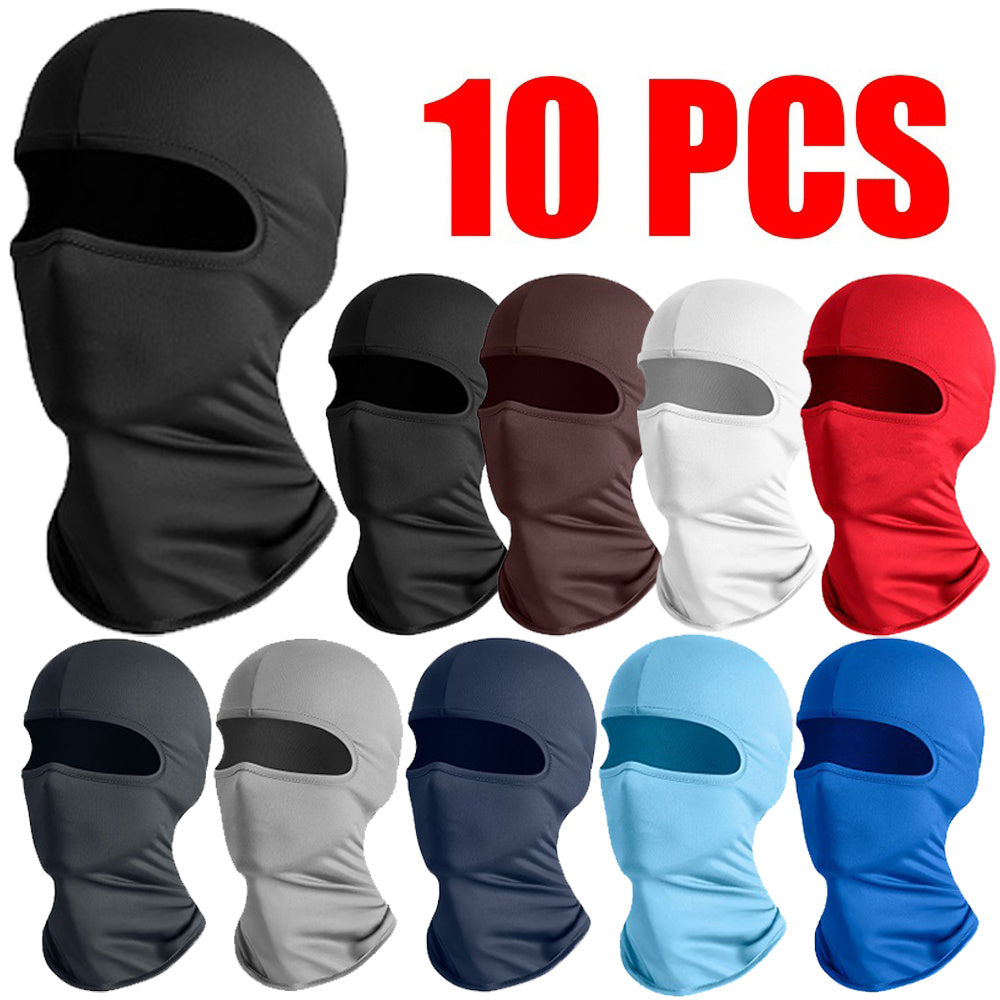 TEMU 10pcs Breathable & Windproof Balaclavas - Stretchy Polyester Ski Face Masks In Assorted Colors For Men, Ideal For Motorcycle Riding, Cycling,