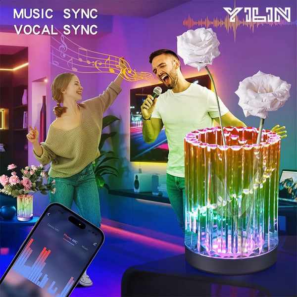Intelligent LED crystal night light RGB color changing vase light applicationremote control modern creative acrylic desktop decorative light
