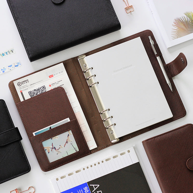 Notepads Brown Planner Black Portable Notebook Loose-leaf Detachable Buckle Ring Thick A5 Business Notebook Stationery Office A6 Workbook 230826