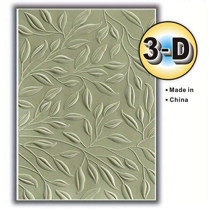TEMU 1pc 3d Embossed Relief Folder - Green Leaves Pattern Plastic Embossing Folders For Card Making Scrapbooking And Other Paper Crafts
