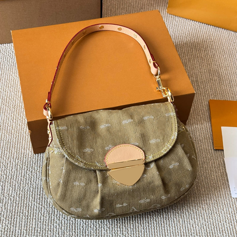 Women Designer Denim Old Flower Women Green Hobos Underarm Shoulder Bags Totes Handbag Wallet Bag Messenger Purse Card Holder Pouch Outdoor Sacoche