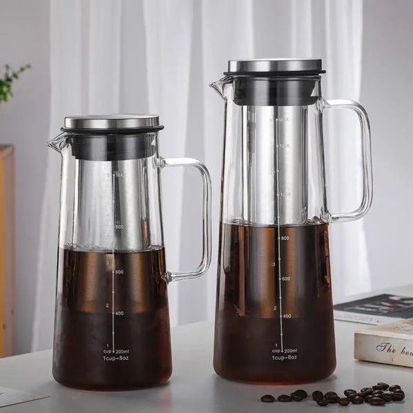 New Glass Coffee Cold Brew Pot Cold Water Pot With Filter Teapot Ice Brewing Pot Iced Coffee Pot Server Cold Brew Coffee Maker