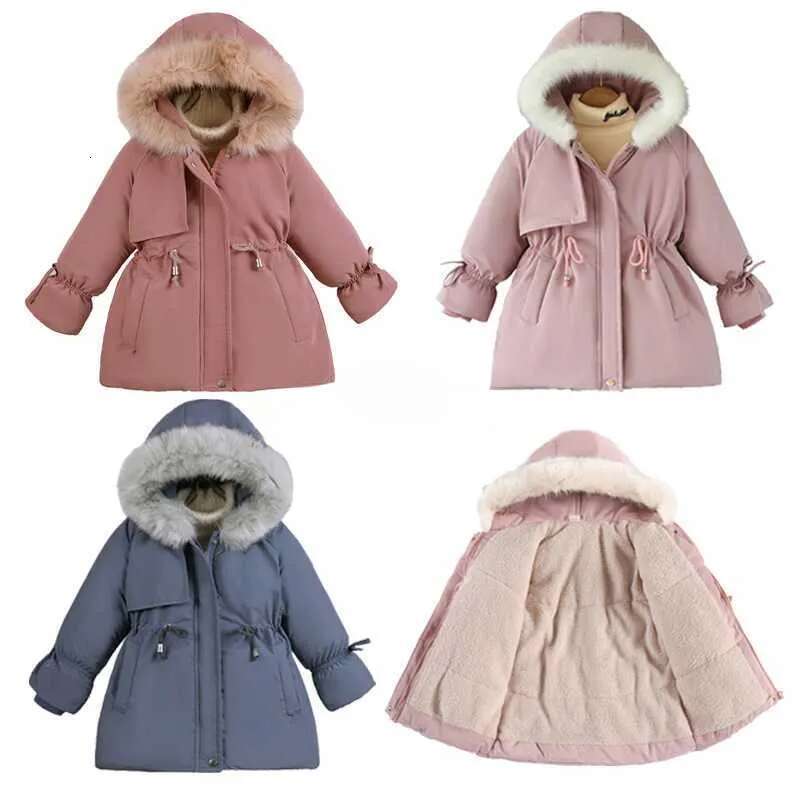 Coat Girls Jackets 28 Years 2023 Winter Children Thickened Down Warm Outerwear Kids Hooded Fur Collar Jacket Boys Girl Party Coats
