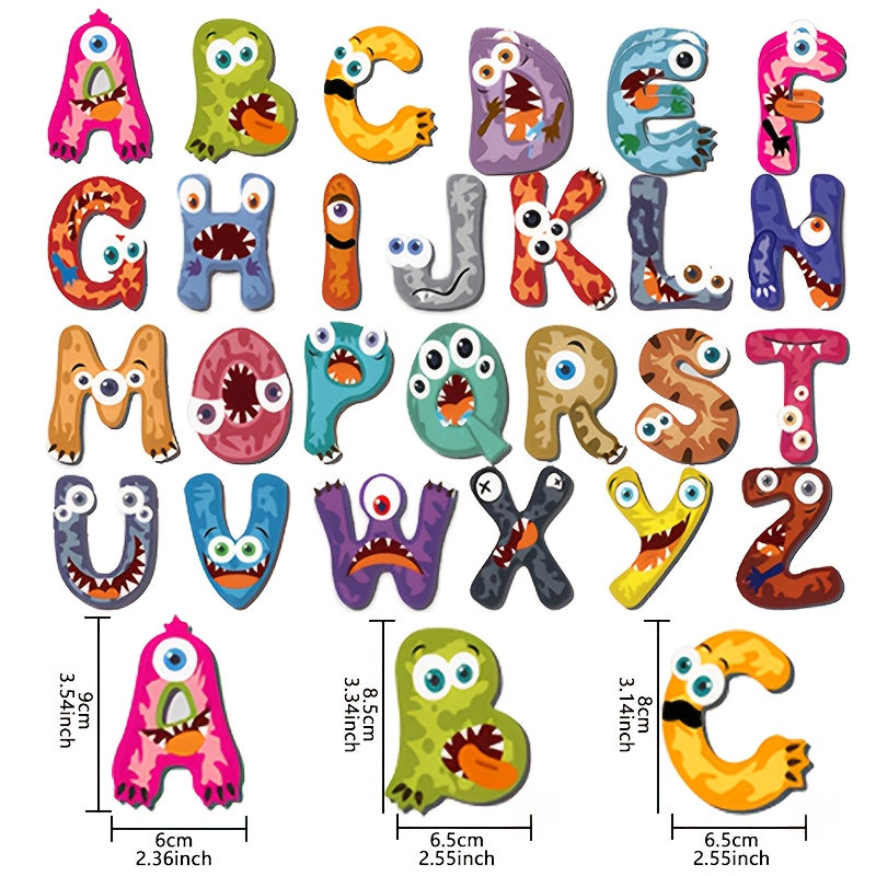 TEMU Monster Magnetic Stickers Cognitive Educational Toys, Kids' Puzzle Magnetic Suction Refrigerator Stickers, Digital Literacy Toys, Gift