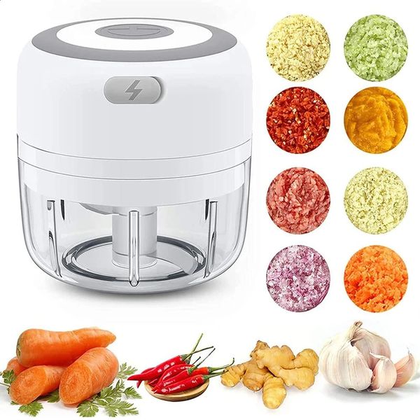 Electric food chopper garlic press vegetable salad onion chopper mini USB charging garlic press kitchen tool 240809
