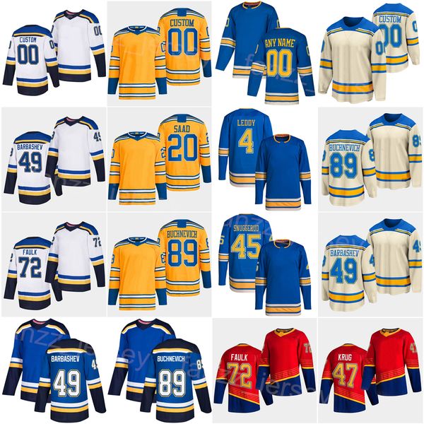 2023 Reverse Retro Hockey 20 Brandon Saad Jerseys 47 Torey Krug 72 Justin Faulk 77 Niko Mikkola 18 Robert Thomas 89 Pavel Buchnevich 49 Ivan