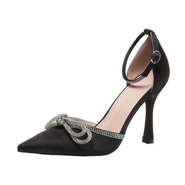 New shoes European and American spot bow,Designer shoes pointed fashion, high heel women&#039;s shoes, buckle women&#039;s fashion single sh