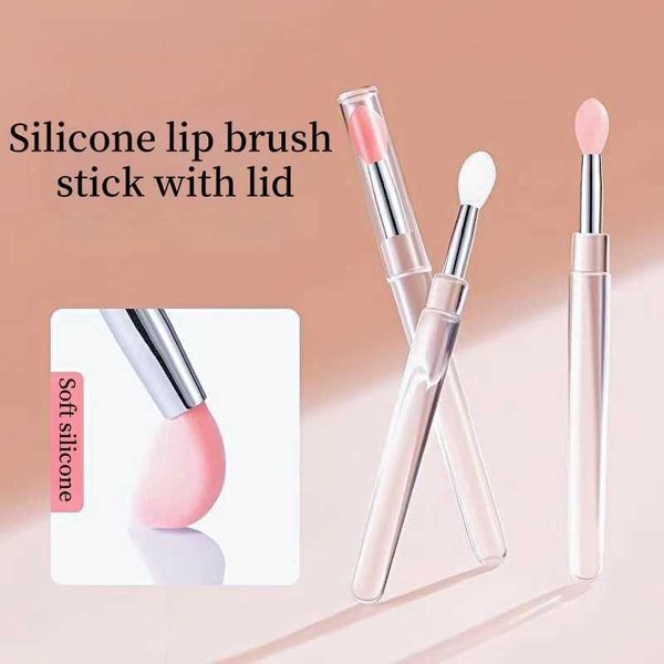 Silicone Lip Brush With Lid Mini Professional Portable Lip Mask Brush Lipstick Eyeshadow Brush Smudged Lipstick Brush Y240807