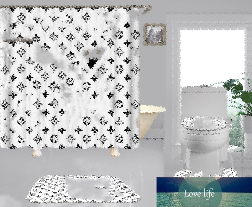 High-end Many Styles Designer Print Shower Curtain Home Edition Soft Waterproof Shower Curtain Toilet Cover Mat Bath Supplies