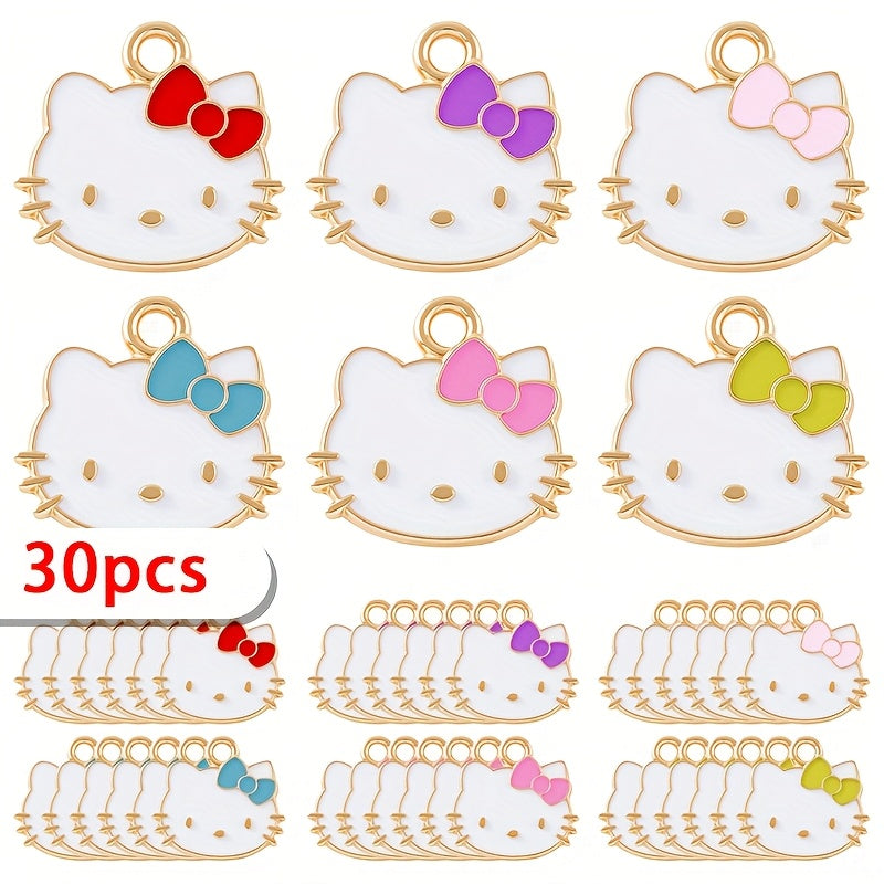 TEMU 30 Hello Kitty Charm Enamel Cat Accessories - Bracelets, Necklaces, Earrings, Pendants, Handicrafts, Cute Cat Accessories