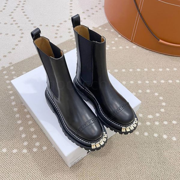 Luxury designer booties women&#039;s Ankle boots Sandro Lace up boots leather thick bottom Black ankle combat boots biker boots outdoor 35-4