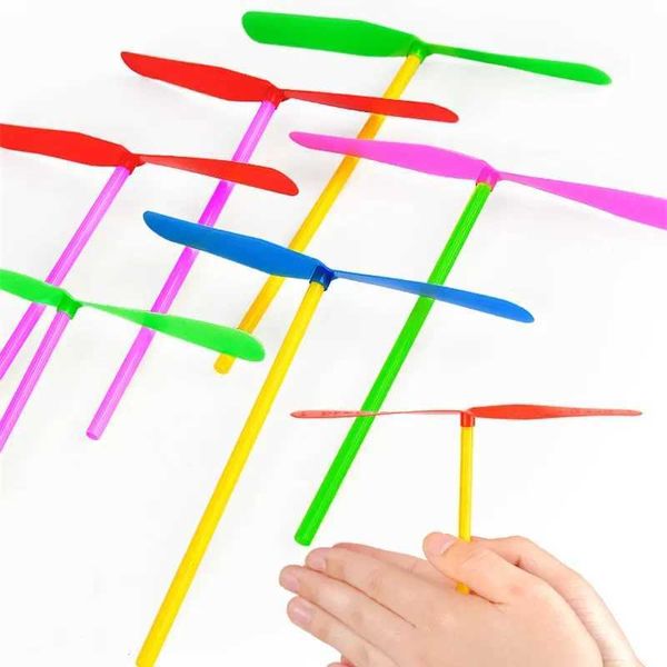 Plastic Bamboo Dragonfly Shape Hand Push Flying Propeller Outdoor Sports Game Kids Toy Gift Rotating Flying Arrow Outdoor GamesC250107
