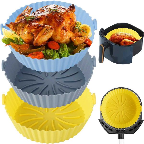 Air Fryer Silicone Baking Pan Liners Reusable Baking Tray Airfryer Basket Cooking Gadgets Pizza Fried Chicken Airfryer BasketT250117