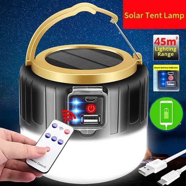 Solar Camping Lantern 280 watt solar powered LED camping light with USB charging bulb for outdoor tent lighting portable lantern for barbecu