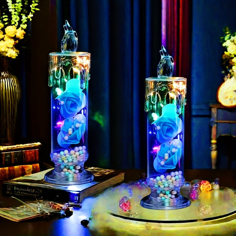 TEMU 2-4-8 Pack Glowing Flameless Candle, Romantic Lights Candles For Candlelight Dinner Valentine's Day Wedding Birthday Part Bedroom Decorations