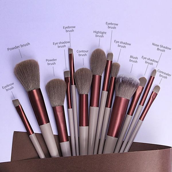 13 pieces of makeup brush set eye shadow basic female makeup brush eye shadow powder blusher beauty soft makeup tool 241008