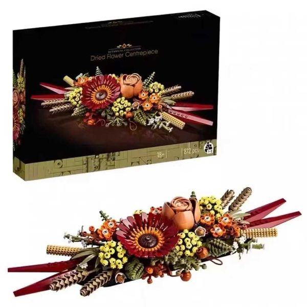 812PCS Romantic Immortal Flower Potted Wildflower Bouquet Model Building Blocks 10314 Assemble Bricks Toy Kid Adult Holida GiftsC241231