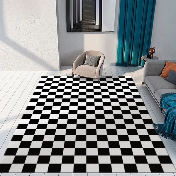 Color Checkerboard Plaid Carpets for Living Room Decoration Large Rugs Bedroom Decor Carpet Washable Rug Floor Mats Home 241018
