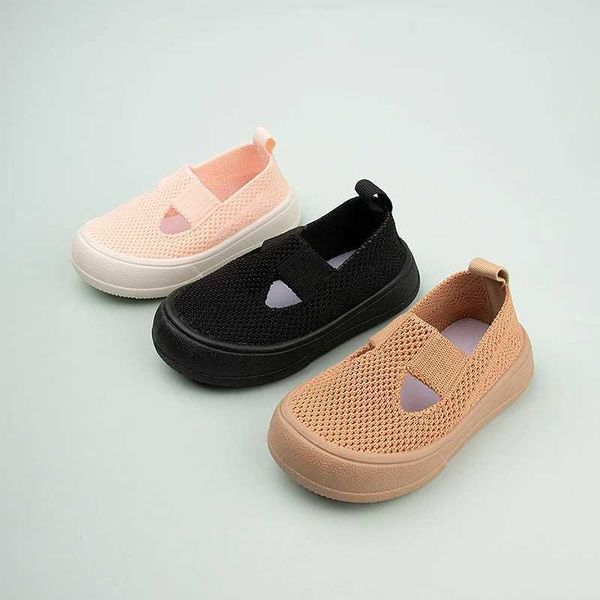 Sandals Children Stylish Solid Color Knitting Sandals Kids Slip-on Breathable Platform Casual Sneakers EKF20 H240805