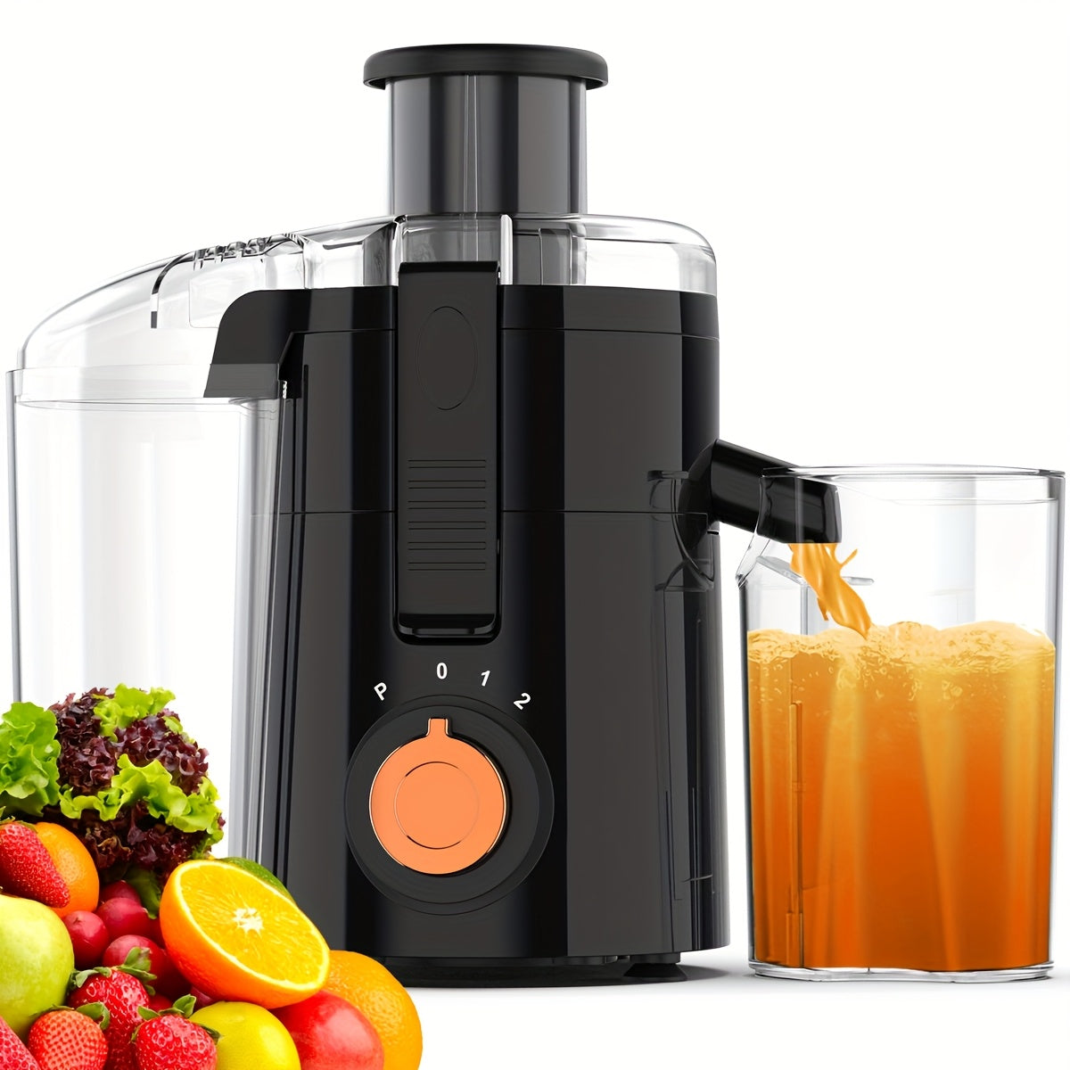 TEMU 500w Powerful Centrifugal Juicer Machine- Wide Mouth Feed Chute For Easy Juicing Of Fruits And Vegetables, Stainless Steel, Bpa Free, Easy To