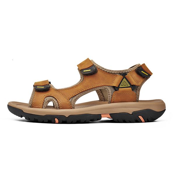 Designer Plus Size Sandals For Men In Summer 2025, New Genuine Leather Toe Cap Beach Shoes, Soft Soled Outdoor Sports And Leisure Shoes