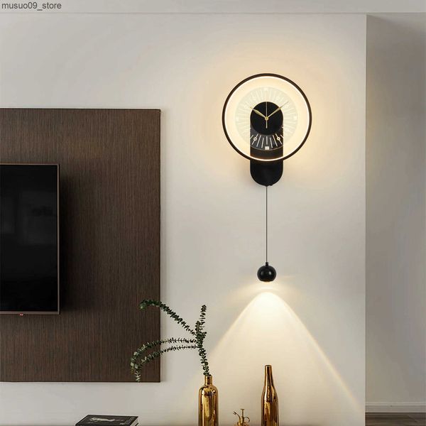 Other Home Decor Creative Clock Wall Lamp Modern Minimalist Luxury Living Room TV Background Wall 2024 New with spotlight home Decor wall sc