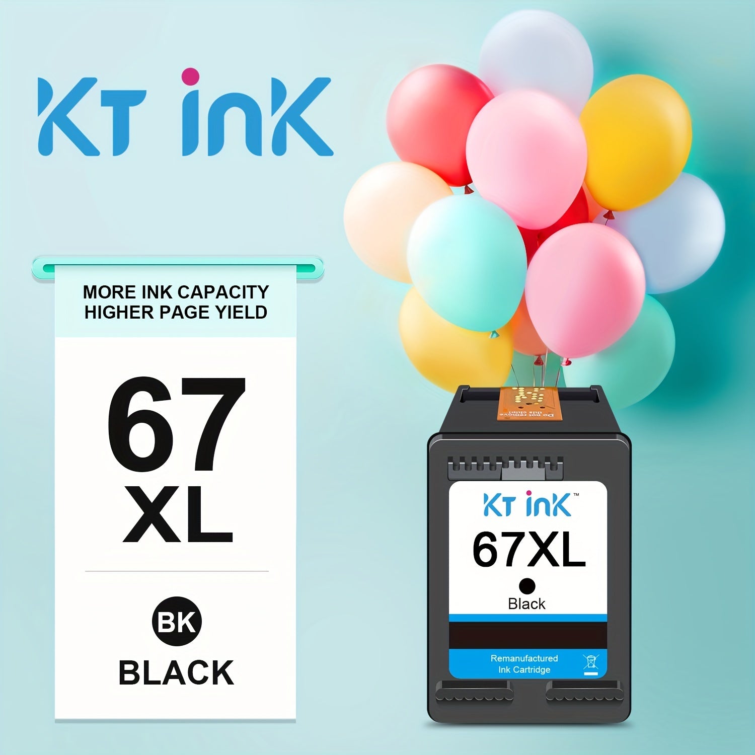 TEMU Kt Ink 67xl High- Remanufactured Ink Cartridge Replacement For & Printers - Black & (c, M, Y) Compatible With Amp 100, 120, 2620, 2672, 3700,