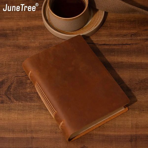 100% Genuine Leather Retro Handmade Notebook Sketch vintage Notepad Eco Paper Creative thick Book Memo 241126