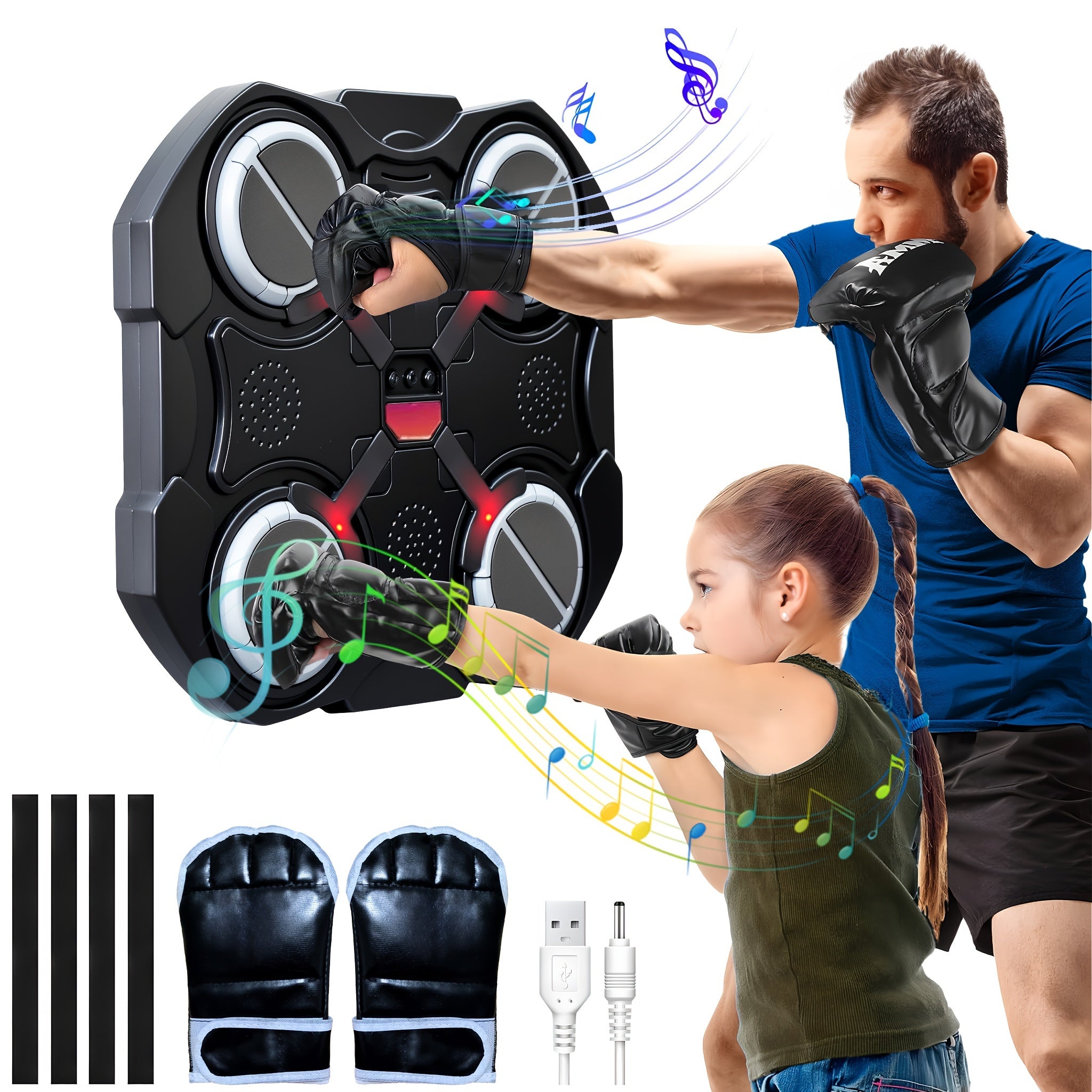 TEMU Music Boxing Machine With Gloves For Kids, Wall Mounted Smart Punching , Gift Ideas Music Punching Machine Toys For 3 4 + Years Old Boys Girls,