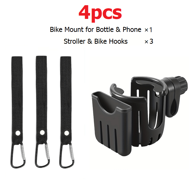 TEMU 2-in-1 Stroller Cup Holder With Phone Mount - Heavy-duty 360° Rotating Drink & Phone Organizer, Bike, Stroller, Wheelchair, Scooter, Walker