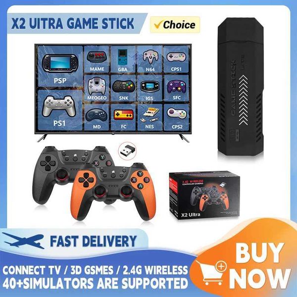 Máquina de jogo x2 Traço de videogame Console ou apenas 2,4g controlador sem fio duplo 4k HD30000 jogos 128g Retro Games Christmas Gift Z241