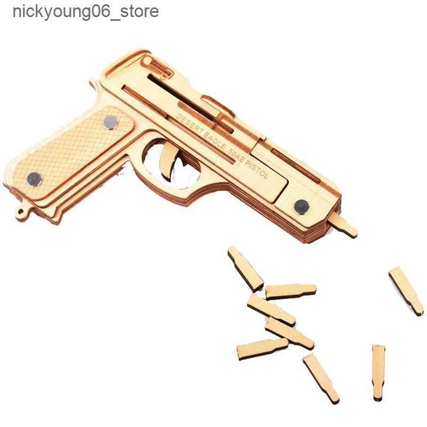 3D Puzzles 3D Wooden Puzzle Rubber Band Guns Justice Guard Pistol Toy for Teens Funny Outdoors Game Gifts DIY L240910